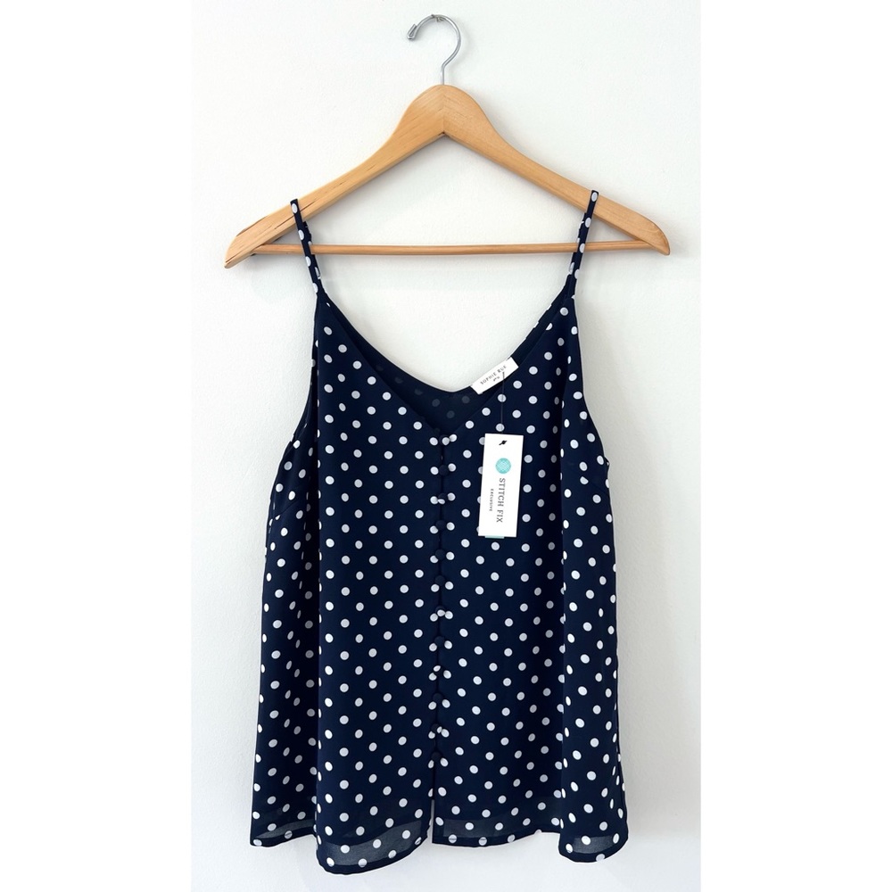 NWT 🌈 Sophie Rue leisha Button Front Polka Dot Cami
Tank Top 🌻 Navy & White